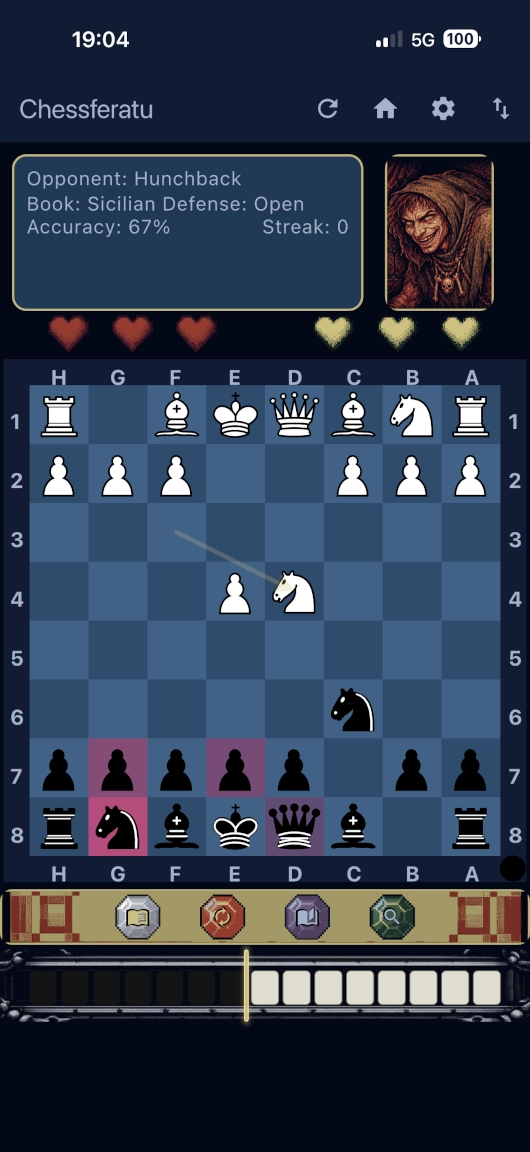 Chessferatu opening selection screen
